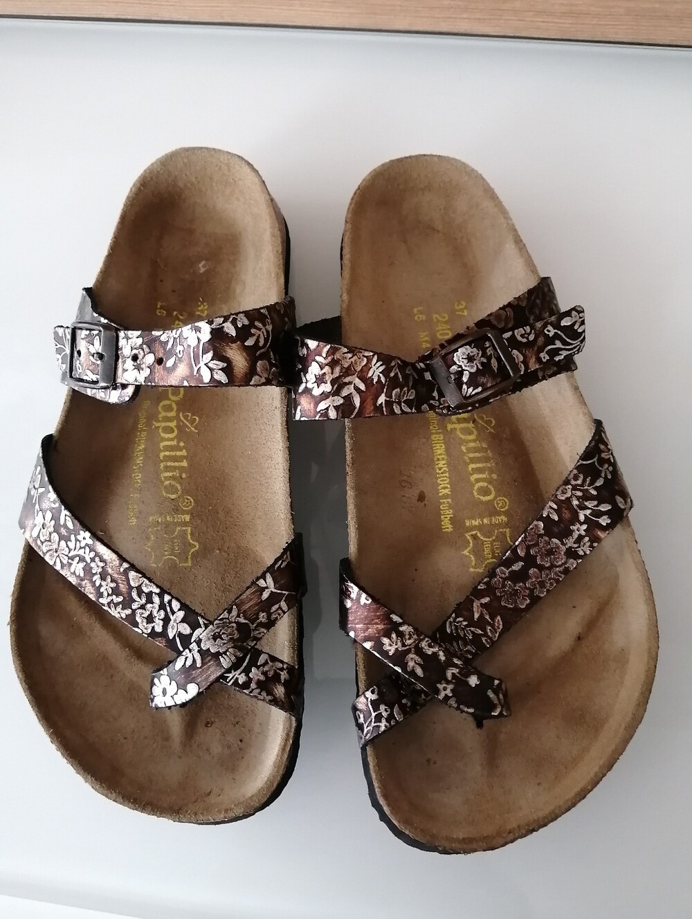 Birkenstock Papillio Leather Double Strap Sandals Floral Women's 6 Men's 4